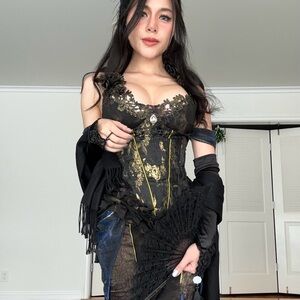 Elegant Black Lace Corset Dress - Empress/ Gatsby Costume.